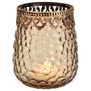 matches21 - Webshop Schoene Windlichter aus Glas in braun mit Metall Dekor in 2 Groessen 126897 2 1 6