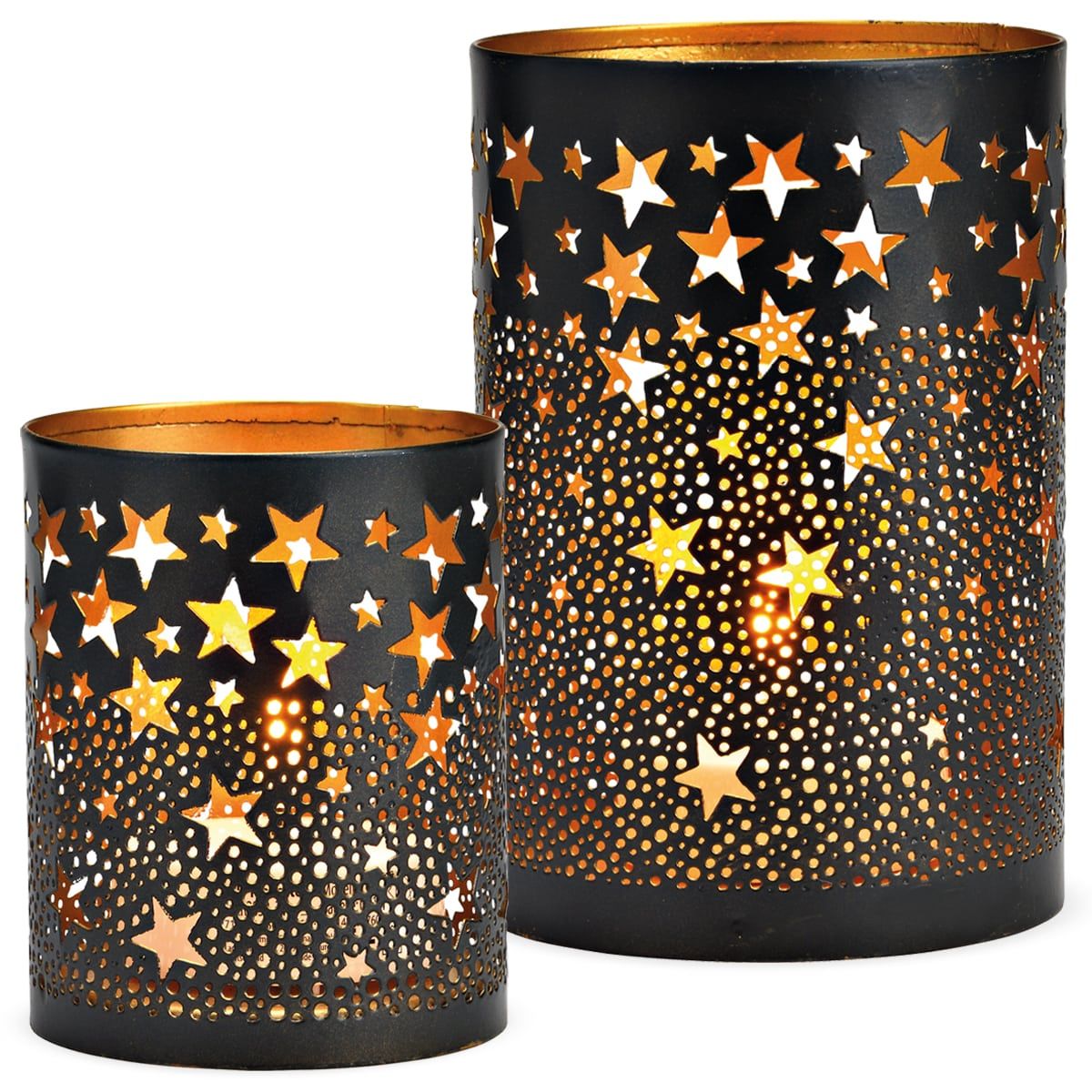 matches21 - Webshop Schoenes Windlicht in schwarz mit Sternen aus Metall in 2 Groessen 126901 1 39