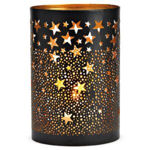 matches21 - Webshop Schoenes Windlicht in schwarz mit Sternen aus Metall in 2 Groessen 126901 1 1 6