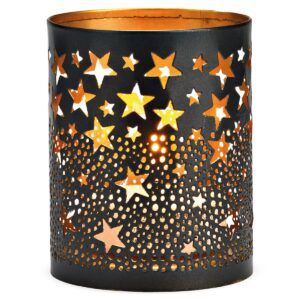 matches21 - Webshop Schoenes Windlicht in schwarz mit Sternen aus Metall in 2 Groessen 126901 2 1 5