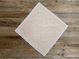 matches21 - Webshop Serviette Stoffserviette LUISA Spitze und einfarbig beige 40x40 cm Landhaus 1 Stk 121432 1 2