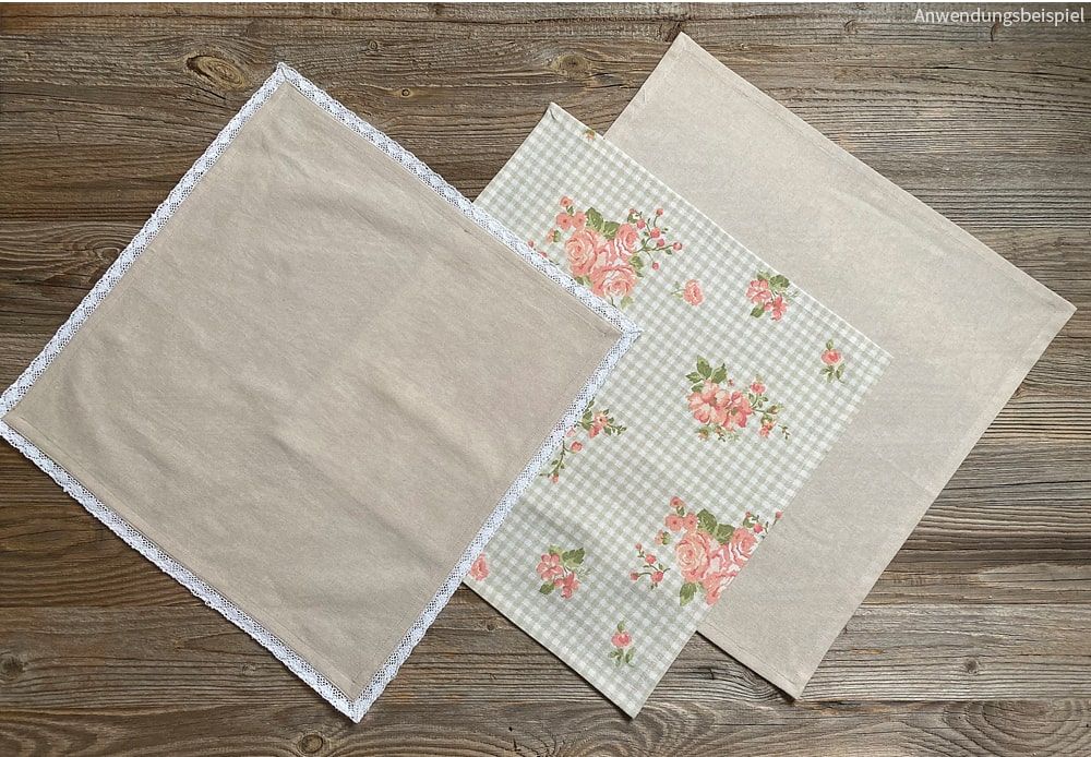 matches21 Serviette Stoffserviette LUISA Spitze und einfarbig beige 40x40 cm Landhaus 1 Stk 121432 1 1 2