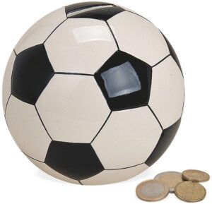 matches21 - Webshop Spardose Fussball Ball Sparbuechse Geldgeschenk Keramik schwarz weiss 13 cm 116490 1 2