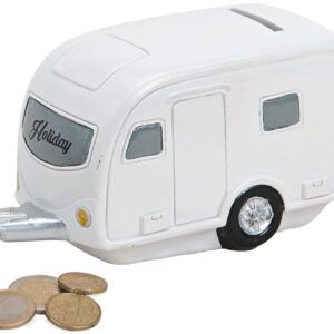 matches21 - Webshop Spardose Wohnwagen Camping Anhaenger Sparbuechse weiss Poly 1 Stk 16x8 cm 116470 1 3