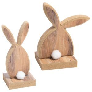 matches21 - Webshop Suesse Osterfiguren Osterhasen Dekofiguren Holzdeko Puschel Holz natur 2 Groessen 126311 1 24