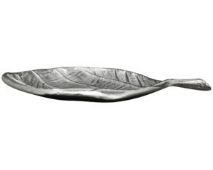 matches21 - Webshop Tablett Blatt Dekoteller Blattform Dekoschalen Schalen Teller silber in 2 Groessen 125432 1 1 8