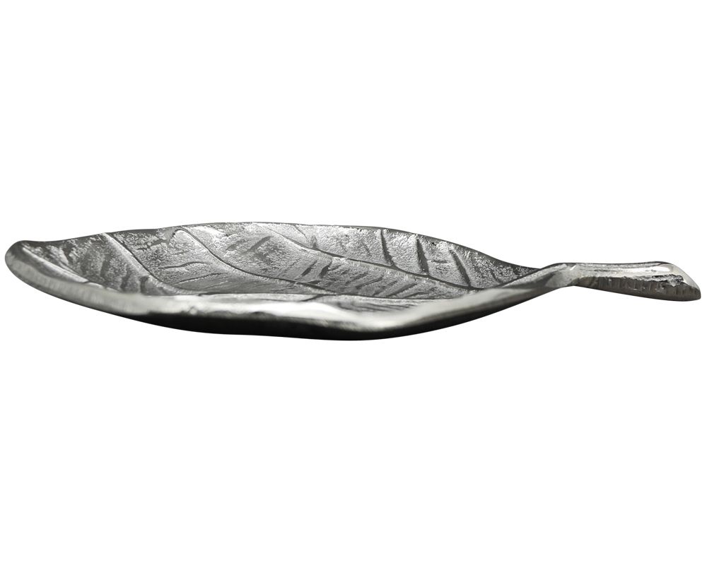 matches21 - Webshop Tablett Blatt Dekoteller Blattform Dekoschalen Schalen Teller silber in 2 Groessen 125432 1 1 3