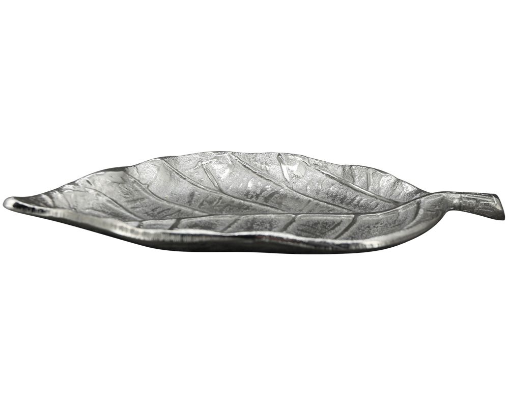 matches21 - Webshop Tablett Blatt Dekoteller Blattform Dekoschalen Schalen Teller silber in 2 Groessen 125432 4 1 2