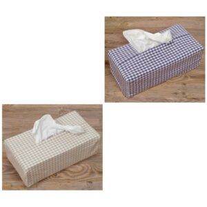 matches21 - Webshop Taschentuchboxen Huellen Textil Landhaus LINA Tuchspender Karo 1 Stk 2 Farben 118244 1 16