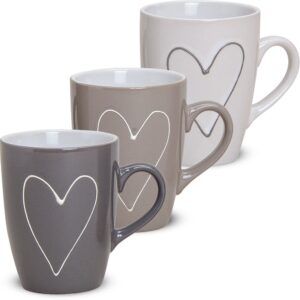 matches21 - Webshop Tasse Becher Herzen Herzdekor grau und beige 1 Stk 1 10