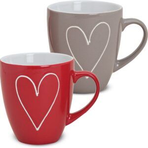 matches21 - Webshop Tasse Becher Herzen Herzdekor rot grau 1 Stk B 1 1 22