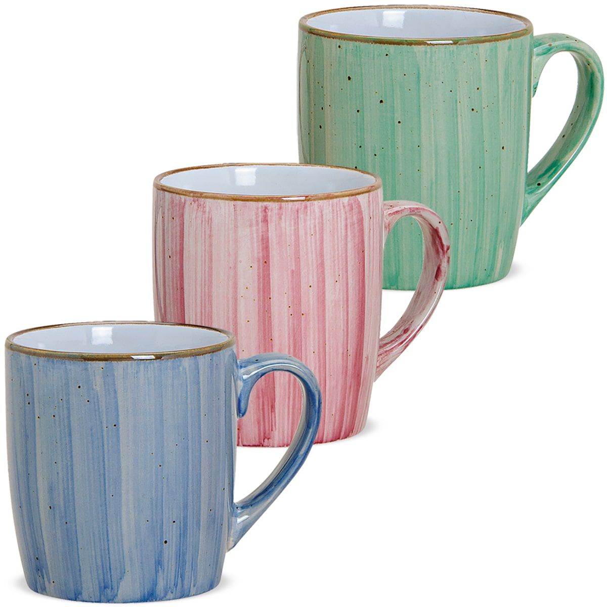 matches21 - Webshop Tasse Becher Kaffeebecher Dekor blau pink gruen Keramik 1 Stk B WARE 9 cm 312 ml 113579 1 23