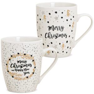 matches21 - Webshop Tasse Kaffeetasse Merry Christmas weiss gold Porzellan 1 Stk B WARE 12x10 cm 125807 1 4