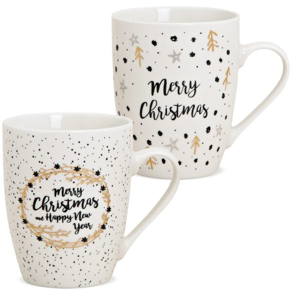 matches21 - Webshop Tasse Kaffeetasse Merry Christmas weiss gold Porzellan 1 Stk B WARE 12x10 cm 125807 1 1