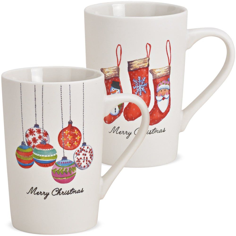 matches21 - Webshop Tasse MERRY CHRISTMAS Weihnachten Stiefel ODER Kugeln Porzellan 1 Stk B WARE 12cm 122624 1 11