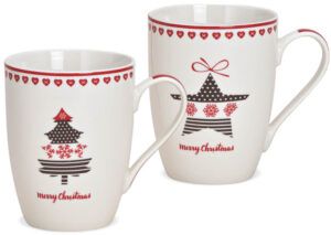 matches21 - Webshop Tasse Weihnachtstasse Stern oder Baum Dekor 1 Stk B WARE Porzellan 10 cm 116801 1 3