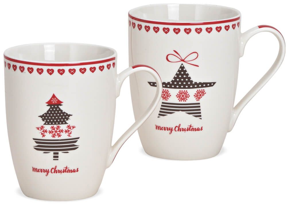 matches21 - Webshop Tasse Weihnachtstasse Stern oder Baum Dekor 1 Stk B WARE Porzellan 10 cm 116801 1 9