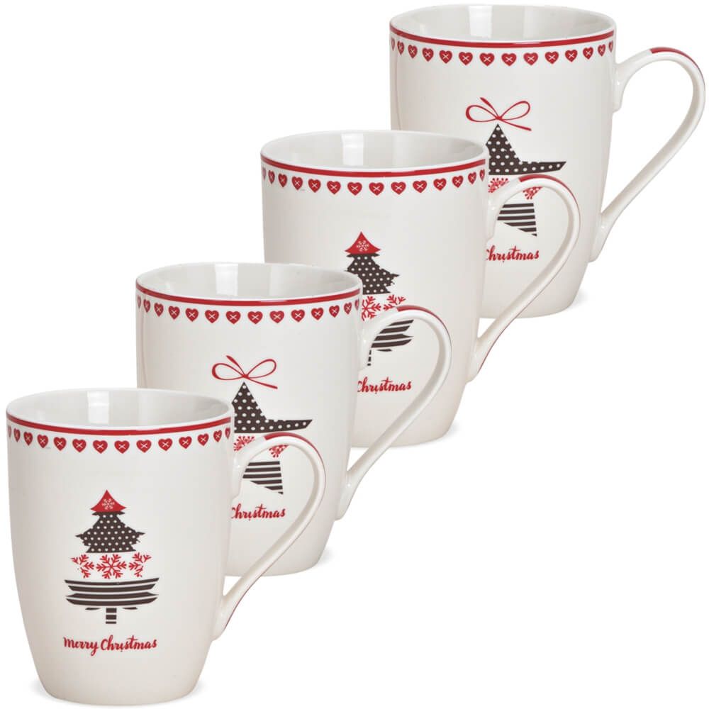 matches21 - Webshop Tasse Weihnachtstasse Stern oder Baum Dekor 1 Stk B WARE Porzellan 10 cm 116801 1 1 2