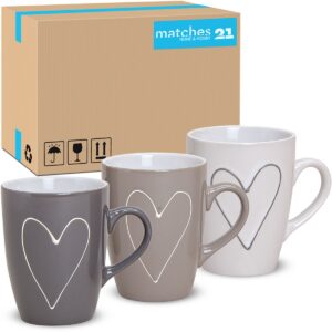 matches21 - Webshop Tassen Becher Herzen Herzdekor grau beige weiss 36 Stk Keramik 250 ml 111838 1 10