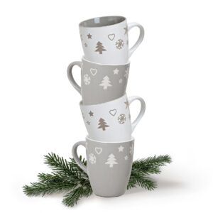 matches21 - Webshop Tassen Becher Kaffeebecher 36 Stk Weihnachtsdekor grau weiss 300 ml 110873 1 7