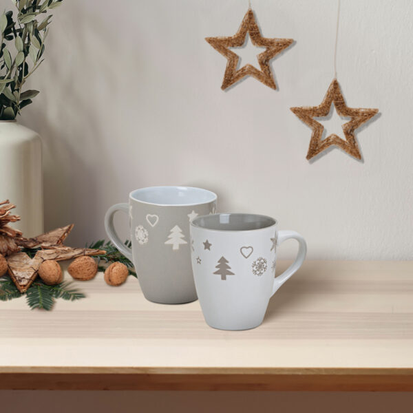 matches21 - Webshop Tassen Becher Kaffeebecher 36 Stk Weihnachtsdekor grau weiss 300 ml 110873 3 1 5