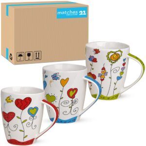 matches21 - Webshop Tassen Becher Kaffeebecher Herzen Blumen bunt Porzellan 36 Stk 10 cm 300ml 105053 1 1 36