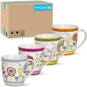 matches21 - Webshop Tassen Becher Kaffeebecher bunte Blumen Porzellan 36 Stk 10 cm 350 ml 105057 1 1 5