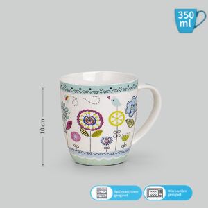 matches21 - Webshop Tassen Becher Kaffeebecher bunte Blumen Porzellan 4er Set je 10 cm 350 ml 105055 2 1 23