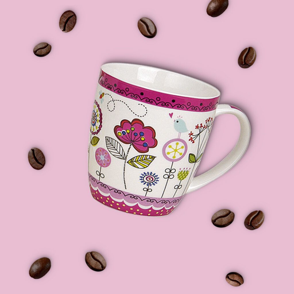 matches21 - Webshop Tassen Becher Kaffeebecher bunte Blumen Porzellan 4er Set je 10 cm 350 ml 105055 5 1 19