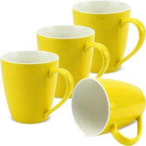 matches21 - Webshop Tassen Becher Kaffeebecher einfarbig uni gelb Porzellan 4er Set 10 cm 350 ml 106836 1 1 6