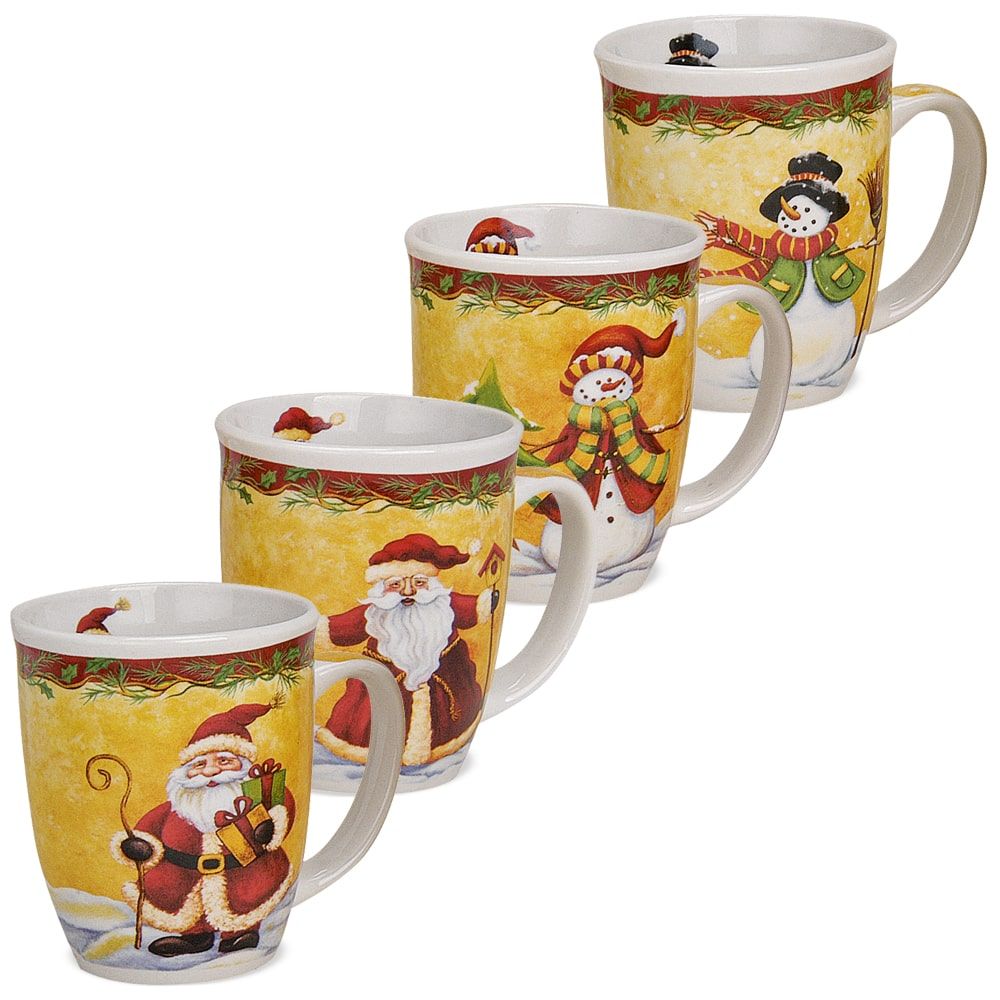 matches21 - Webshop Tassen Becher Weihnachtstassen Keramik liebevolle Weihnachtsmotive 4er Set 11 cm 112937 1 16