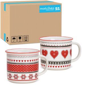 matches21 - Webshop Tassen Kaffeebecher Landhaus Herzen und Blumen rot grau Porzellan 36 Stk sort 9 cm 122599 1 3