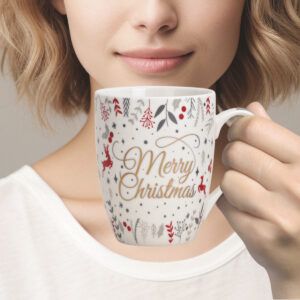 matches21 - Webshop Tassen Kaffeebecher Merry Christmas grau weiss Porzellan 2er Set sort 340 ml 10 cm 119671 2 1 9