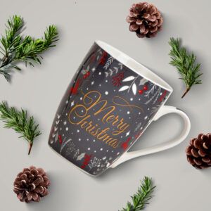 matches21 - Webshop Tassen Kaffeebecher Merry Christmas grau weiss Porzellan 2er Set sort 340 ml 10 cm 119671 6 1 13