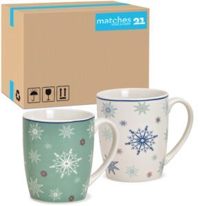 matches21 - Webshop Tassen Kaffeebecher Schneeflocken Rand blau Porzellan 36 Stk sort 300 ml 10 cm 119656 1 22