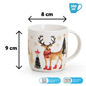 matches21 Tassen Kaffeebecher Weihnachten Wald Tiere Tannen Porzellan 4er Set sort 300 ml 119667 1 1 9