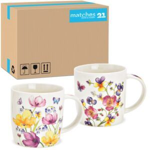 matches21 - Webshop Tassen Kaffeetassen Blumenmotiv weiss bunt Porzellan 36 Stk 12x10x9 cm 350 ml 125814 1 29