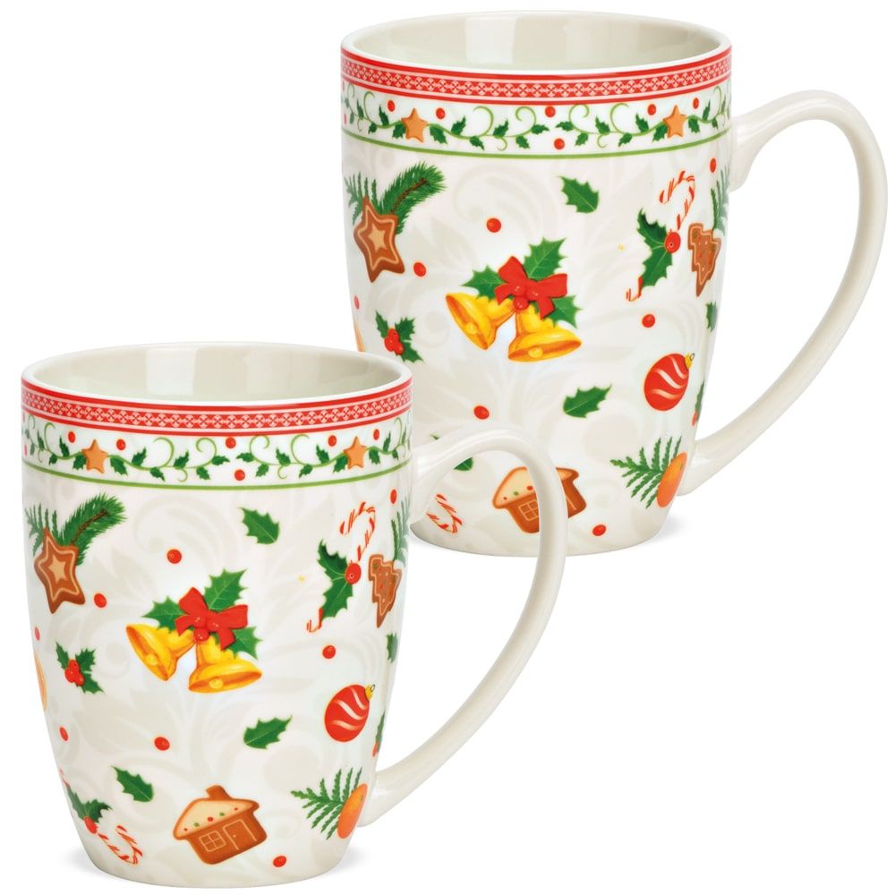 matches21 - Webshop Tassen Kaffeetassen Weihnachtsmotiv Lebkuchen bunt Porzellan 2er 12x10 cm 300 ml 125781 1 1