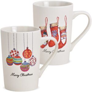 matches21 - Webshop Tassen MERRY CHRISTMAS Weihnachten Stiefel und Kugeln Porzellan 2er Set sort 12 cm 122622 1 5