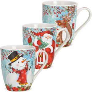 matches21 - Webshop Tassen Weihnachtsmotiv Schneemann Nikolaus Rentier Porzellan 3er Set sort 10 cm 122630 1 19