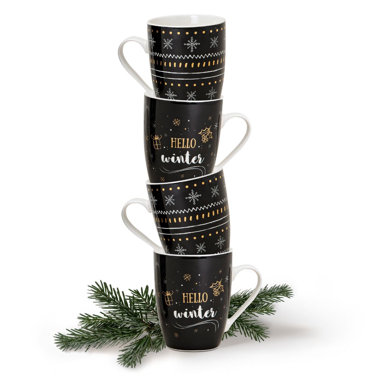 Tassen Weihnachtstassen Porzellan Hello Winter Weihnachten 48 Stk. 340 ml