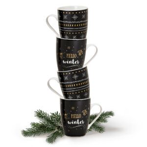 matches21 - Webshop Tassen Weihnachtstassen Porzellan Hello Winter Weihnachten 4er Set 340 ml 114702 1 4