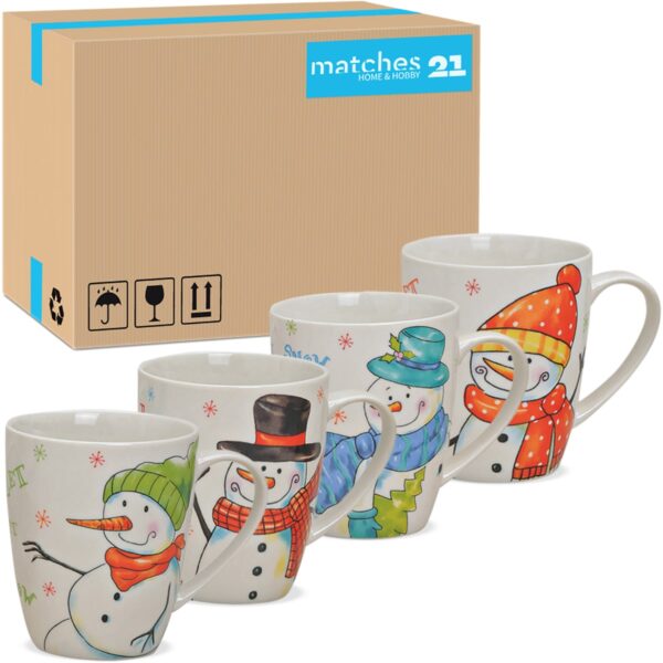 matches21 - Webshop Tassen Weihnachtstassen Porzellan Schneemaenner Let it snow 48 Stk 300 ml 114723 2 1 2