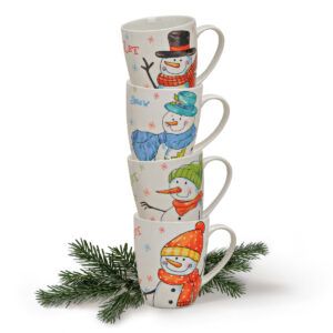 matches21 - Webshop Tassen Weihnachtstassen Porzellan Schneemaenner Let it snow 4er Set je 300 ml 114722 1 5