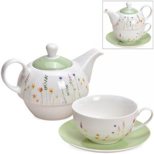 matches21 - Webshop Tea For One Geschenk Box Porzellan zarte Blumen Teekanne Tasse und Teller 116624 1 17