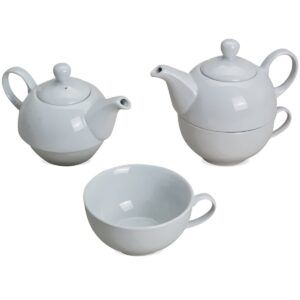 matches21 - Webshop Tea For One Teekannen Geschenk Set weiss Porzellan 3 tlg Kanne Deckel und Tasse 114743 1 6