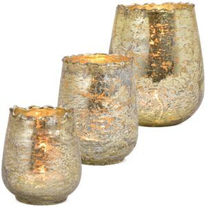 matches21 - Webshop Teelichtglaeser Windlichter Kelchform welliger Rand Vintagelook gold 1 Stk 3 Groessen 122035 1 21