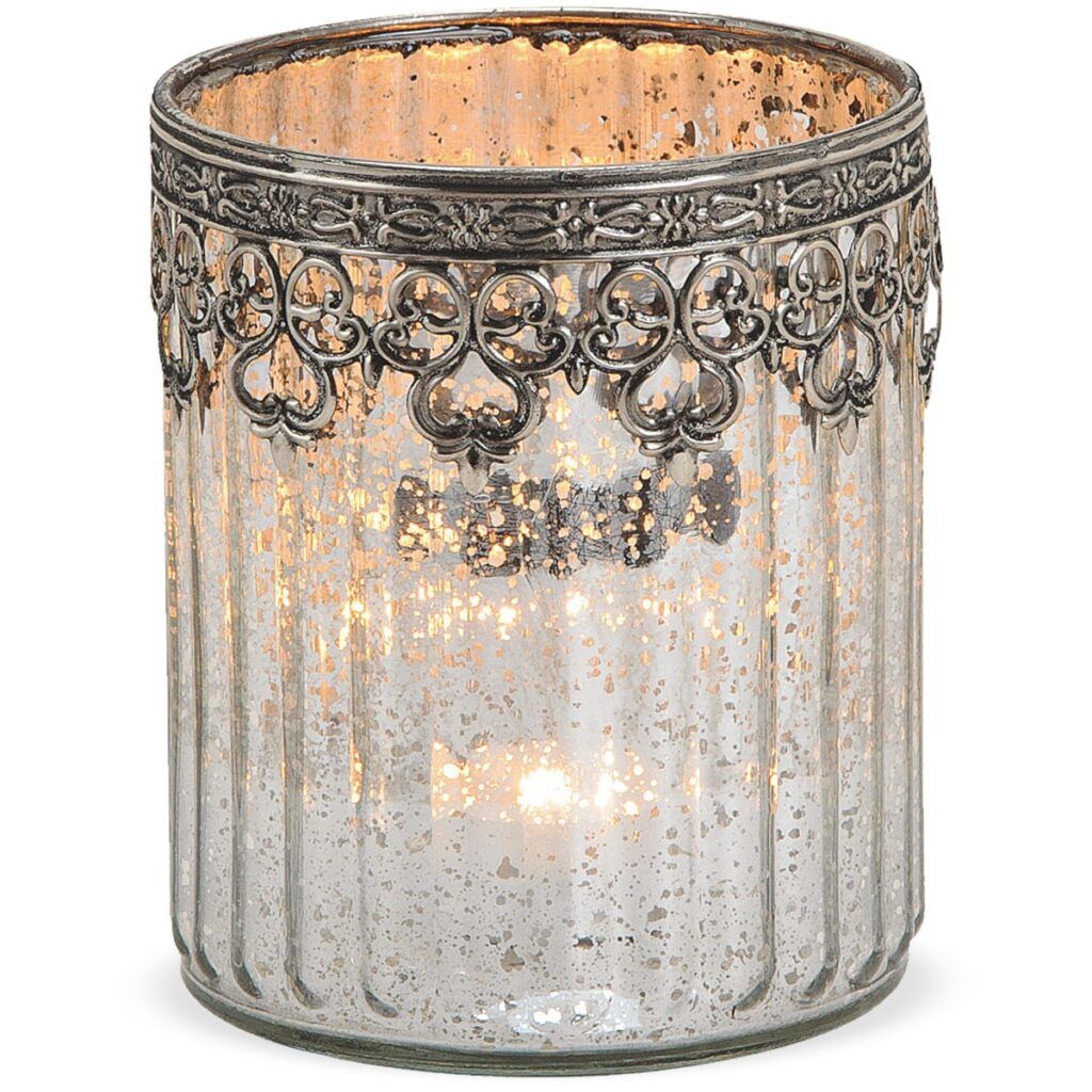 matches21 - Webshop Teelichtglas Windlicht Orientalisch Marokko und Metalldekor silber antik 12 cm 114812 1 1