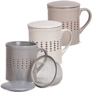 matches21 - Webshop Teetassen Teebecher mit Deckel und Sieb Landhaus Steingut Muster 3er Set sort 9 cm 116893 1 14