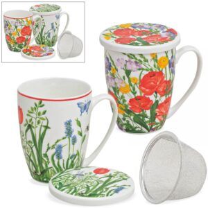 matches21 - Webshop Teetassen Teebecher mit Deckel und Sieb bunte Blumen 2er Set sort 11 cm 300 ml 116621 1 14